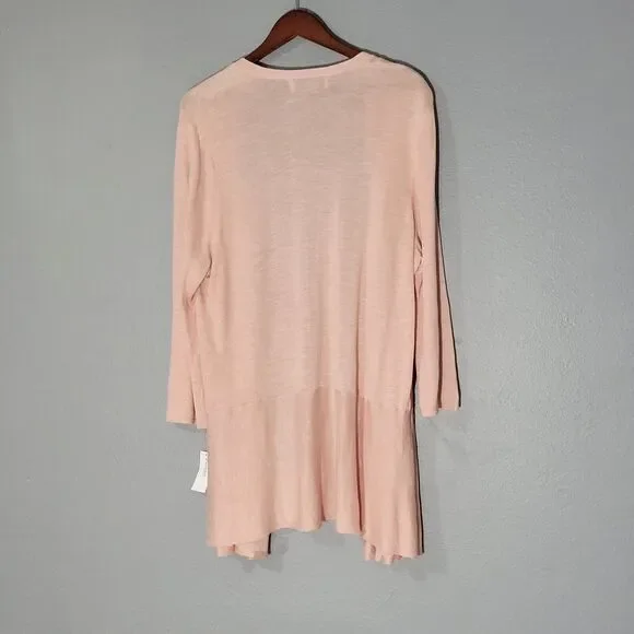 Dressbarn Womens Open Front  Linen Blend Cardigans Pink M Sz 1 X - Picture 3 of 9